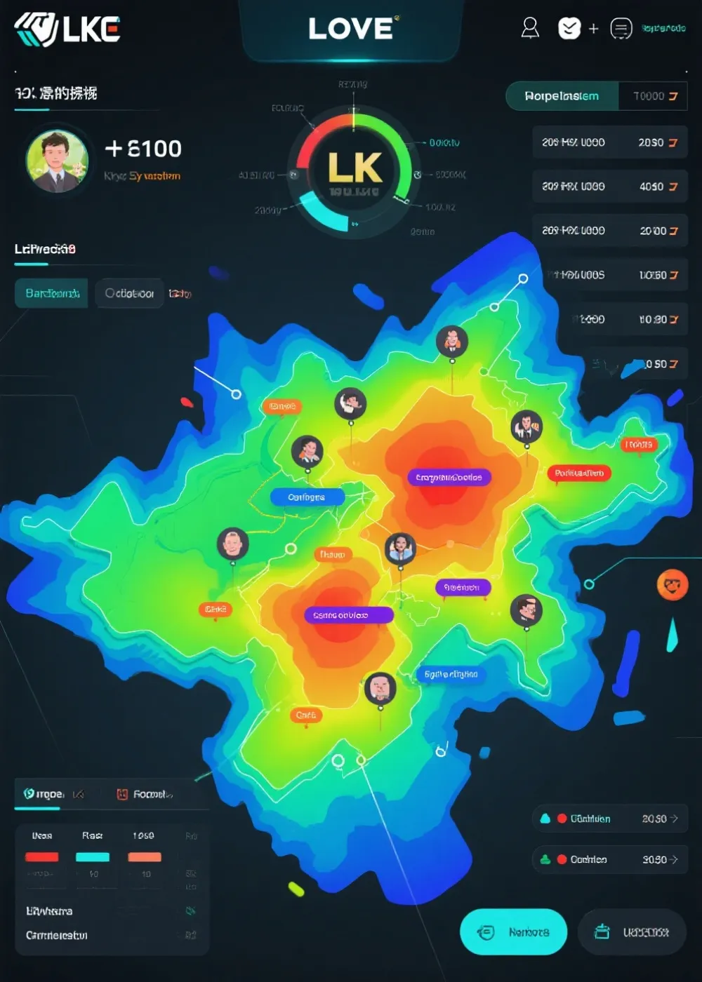 LCK控图与视野热力图示意